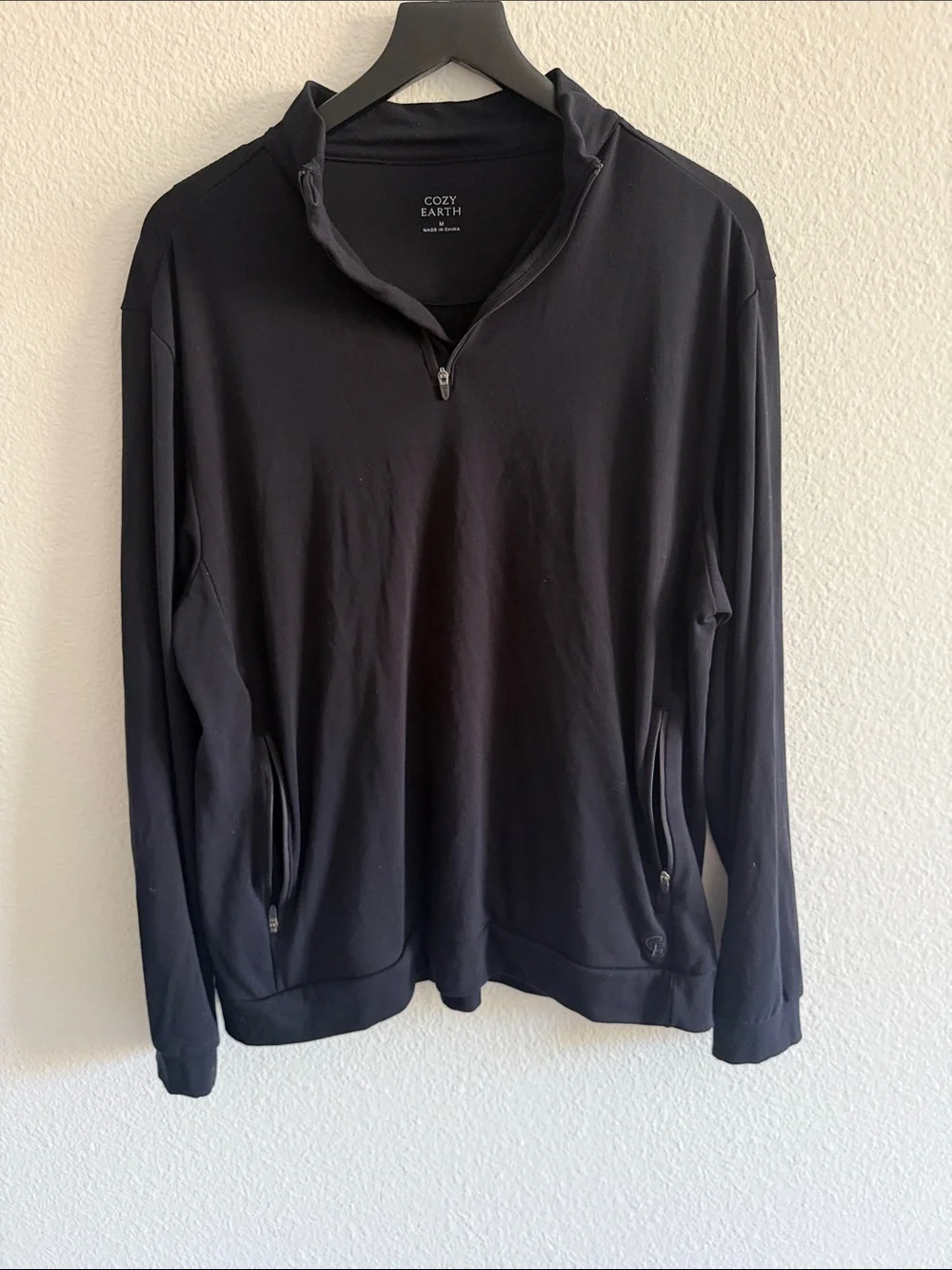 Cozy Earth Black Quarter-Zip Sweater Sweatshirt Unisex Sz M